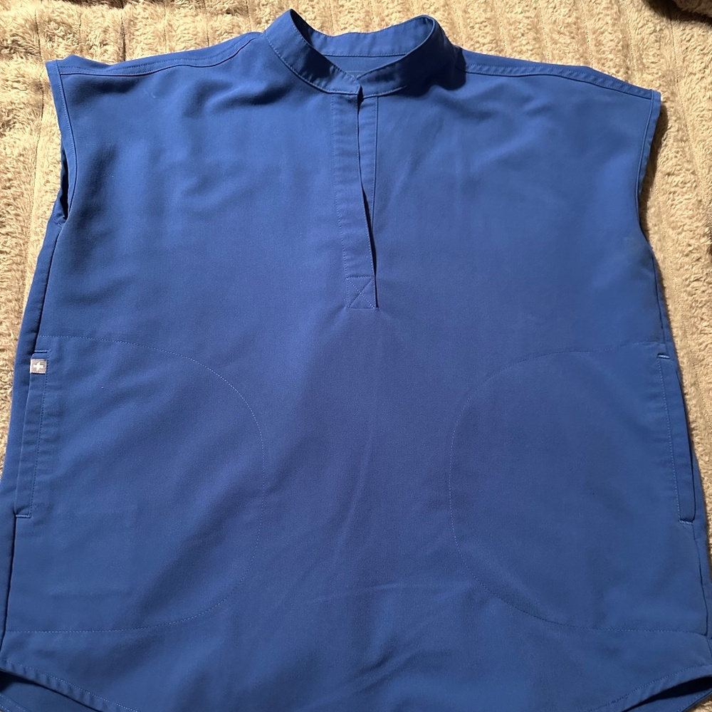 Figs Women's Royal Blue Mock-Neck Medical Scrub Top